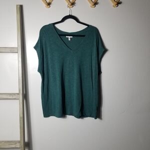 JESSICA SIMPSON WOMEN'S V-NECK GREEN BLOUSE SIZE XXL